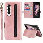 For Samsung Galaxy Z Fold 3 5G Case Flip Leather Wallet Card Holder Stand Cover Rose Gold