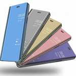 For Samsung Galaxy A20E Case Clear View Mirror Leather Flip Stand Phone Cover