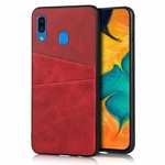 For Samsung Galaxy A30 Shockproof Wallet Card Holder Case Cover - Red