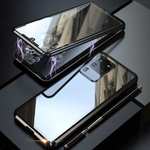 For Samsung Galaxy S20 Metal Magnetic Front Back Tempered Glass Case - Black