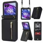 For Motorola Razr+ Plus 2024 Leather Case With Card Holder Crossbody Phone Cover