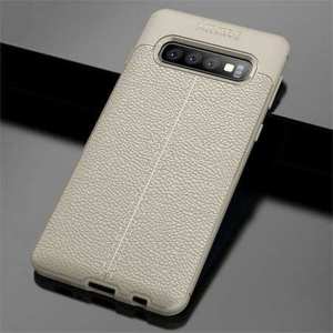 For Samsung Galaxy S10 Plus 9Silicone Rubber Leather TPU Slim Cover Case - Grey