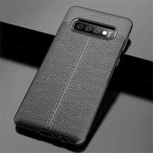 For Samsung Galaxy S10 Plus 9Silicone Rubber Leather TPU Slim Cover Case - Black