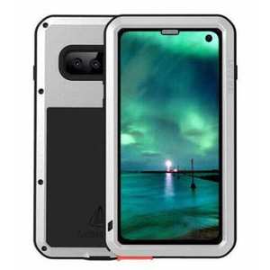 LOVE MEI For Samsung S10 Plus Aluminum Metal+Gorilla Glass Military Case Cover - Silver