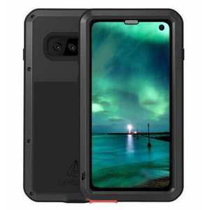 Waterproof Shockproof Metal Aluminum Gorilla Glass Case For Samsung Galaxy S10 - Black