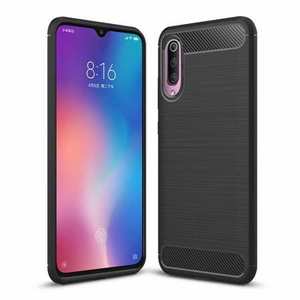 For Samsung Galaxy A50 Shockproof Carbon Fiber Soft Matte Back Case Cover Black