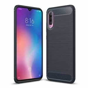 For Samsung Galaxy A50 Shockproof Carbon Fiber Soft Back Case Cover Navy Blue