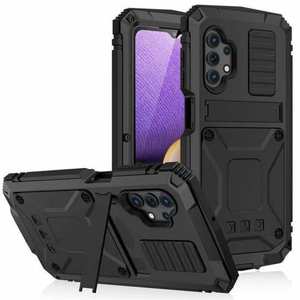 For Samsung Galaxy A32 5G Metal Case Heavy Duty Military Grade Rugged Armor Cover Black