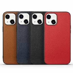 Genuine Real Cowhide Leather Back Case Cover For iPhone 14 13 Pro Max