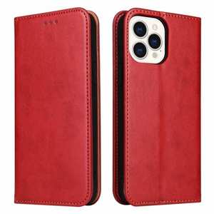 Luxury PU Leather Magnetic Flip Wallet Card Case For iPhone 13 Pro Max Mini - Red