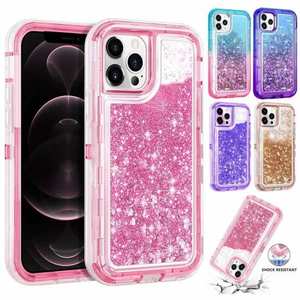 Shockproof Liquid Glitter Square Phone Case For iPhone 16 15 14 13 Pro Max