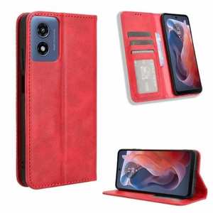 For Motorola Moto G 5G 2024 Case Magnetic Leather Wallet Card Slot Cover - Red