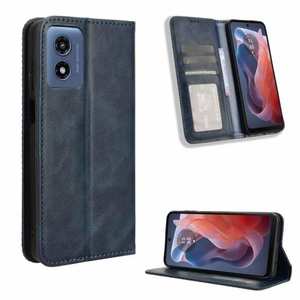 For Motorola Moto G 5G 2024 Case Magnetic Leather Wallet Card Slot Cover - Navy