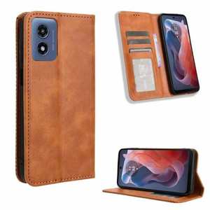 For Motorola Moto G 5G 2024 Case Magnetic Leather Wallet Card Slot Cover - Brown