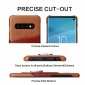 Ring Holder Genuine Leather Kickstand Case for Samsung Galaxy S10 - Brown