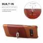 Ring Holder Genuine Leather Kickstand Case for Samsung Galaxy S10 - Brown