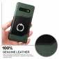 Ring Holder Genuine Leather Kickstand Case for Samsung Galaxy S10 - Green