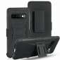 For Samsung Galaxy S10 Plus Black Heavy Duty Armor Stand Combo Holster Cover Phone Case - Black