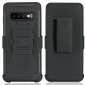 For Samsung Galaxy S10 Plus Black Heavy Duty Armor Stand Combo Holster Cover Phone Case - Black