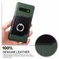 For Samsung Galaxy S10 Plus Ring Holder Kickstand Genuine Leather Case - Green