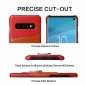 For Samsung Galaxy S10 Plus Ring Holder Kickstand Genuine Leather Case - Red