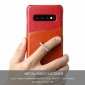 For Samsung Galaxy S10 Plus Ring Holder Kickstand Genuine Leather Case - Red