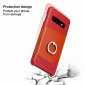 For Samsung Galaxy S10 Plus Ring Holder Kickstand Genuine Leather Case - Red