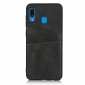 For Samsung Galaxy A30 Shockproof Wallet Card Holder Case Cover - Black