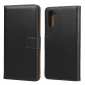 For Samsung Galaxy Note 10 Genuine Leather Card Holder Wallet Flip Stand Case - Black