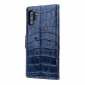 Real Cowhide Leather Crocodile Case Cover Wallet Card Stand For Samsung Note Note 10+ Plus - Navy