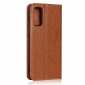 For Samsung Galaxy S20 - Genuine Leather Case Wallet Stand Flip Cover - Brown