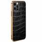 For iPhone 14 13 Pro Max Case Crocodile Genuine Leather Back Cover