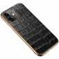 For iPhone 14 13 Pro Max Case Crocodile Genuine Leather Back Cover