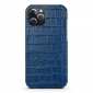 Crocodile Leather Case for iPhone 14 13 Pro Max Alligator Skin Cover - Navy Blue