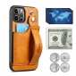 For iPhone 14 13 12 Pro Max Wallet Case Kickstand Card Holder Cover with Strap