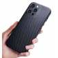 For iPhone 13 Pro Max Carbon Fiber Slim Shockproof Phone Case Cover - Black