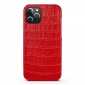 For iPhone 14 13 Pro Max Crocodile Grain Genuine Leather Back Case Cover