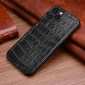 For iPhone 14 13 Pro Max Genuine Leather Case Crocodile Back Cover - Black