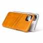 For iPhone 14 13 Pro Max Case Oil Wax Leather Credit Card Holder Back Cover