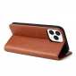 Luxury PU Leather Magnetic Flip Wallet Card Case For iPhone 13 Pro Max Mini - Brown