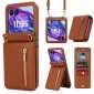 For Motorola Razr+ Plus 2024 Leather Case With Card Holder Crossbody Phone Cover