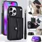 For iPhone 16 15 14 Plus Pro Max Case Card Holder Leather Wallet Cover